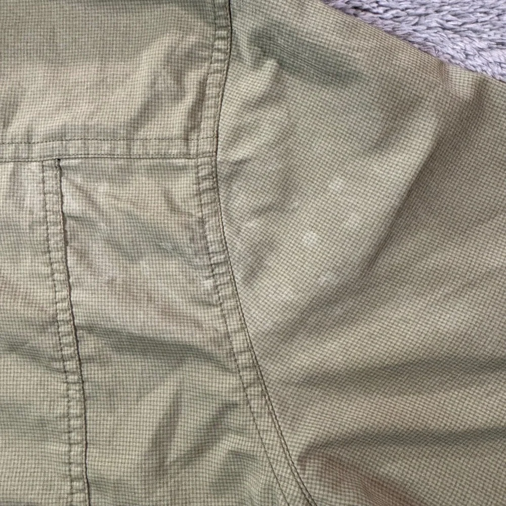 Kuhl Mens XL Olive Green Micro Check Short Sleeve Snap Button Hiking Shirt